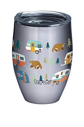 【中古】【未使用・未開封品】Tervis 1353790 トレーラーベアーズ ステンレススチール 断熱タンブラー クリア&ブラックハンマー蓋付き 12オンス シルバー