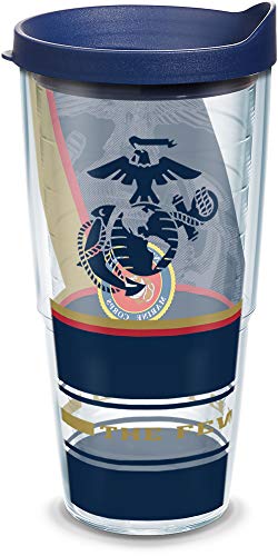 【中古】【未使用・未開封品】Tervis Marines Forever Proud 断熱タンブラー ラップとネイビーブルーの蓋付き 24オンス クリア|AJIMURA-SHOP