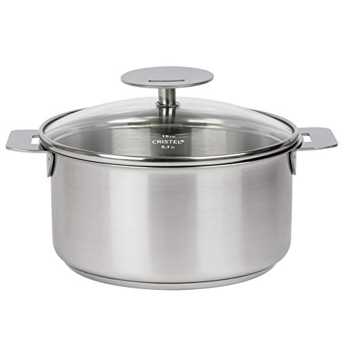 【中古】【未当て嵌める・未開封品】Cristel Cristel 18-10ステンレス鋼鋼のシチュパン3-プライ組み上げる毛はらいをかけられた完成食器洗い機オーヴン安全性のあるな全くの小悪魔+さそい出すミチンサテン