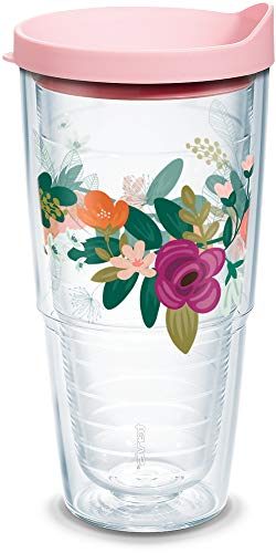 【中古】【未使用・未開封品】Tervis Neo Mint Floral Insulated Tumbler, 24oz, Clear - Tritan