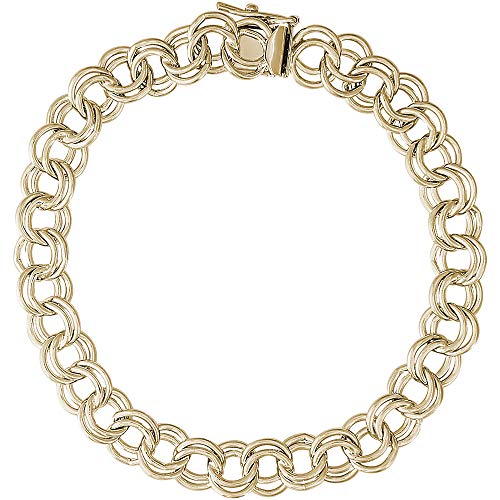 【中古】【未当て嵌める・未開封品】Rembrandt Charms ダブル繋がり カーブチャームブレスレット ボックス席\u0026安全性のあるクラスプ付き添い人 7inまたは8in ゴールドまたはスターリングシル