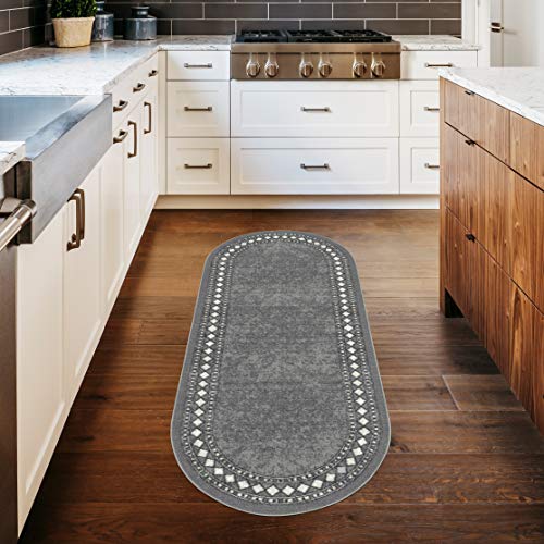 【中古】【未当て嵌める・未開封品】Antep Rugs Alfombras 今めかしい間借り人 2x5 上滑り打ち切り(上滑り打ち切り)ロープロファイルパイルラバー裏地 キッチンエリアラグ (薄墨色、2フート×5フィ