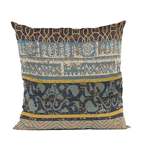 【中古】【未使用・未開封品】Plutus Blue 古代ボーダー高級スローピロー 16インチ&times;16インチ｜AJIMURA-SHOP