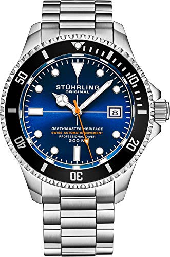 【中古】【未当て嵌める・未開封品】Stuhrling Original メンズ 自動小銃一巻き ステンレス鋼スチール写真 ダイブウォッチ 調節する能力のあるなステンレススチールブレスレット, ダイブウォッチ。