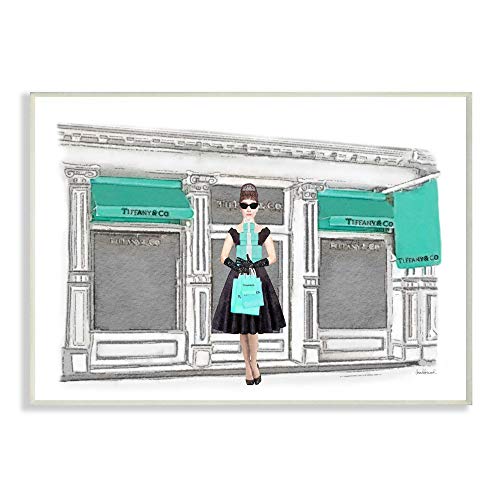 【中古】【未当て嵌める・未開封品】Stupell Industries ファッションビルディングウーマンショッパー ブルーグラム 水彩画ひな形 Amanda Greenwood Artによるひな形 10 x 0.5 x 1