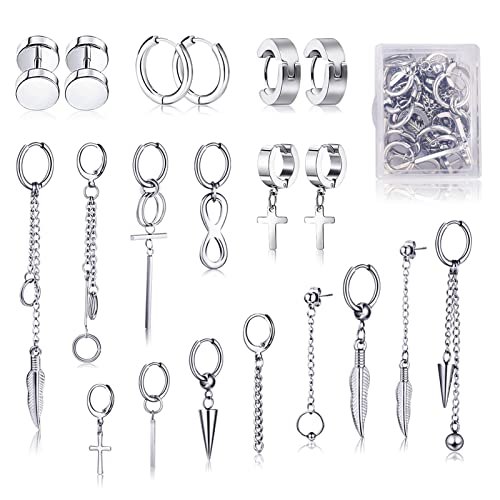 【中古】【未使用・未開封品】FIFATA クロスダングルイヤリング メンズ 20ピース ステンレススチール スタッドヒンジフープイヤリング ロングチェーン Kポップイヤリング レデ｜AJIMURA-SHOP