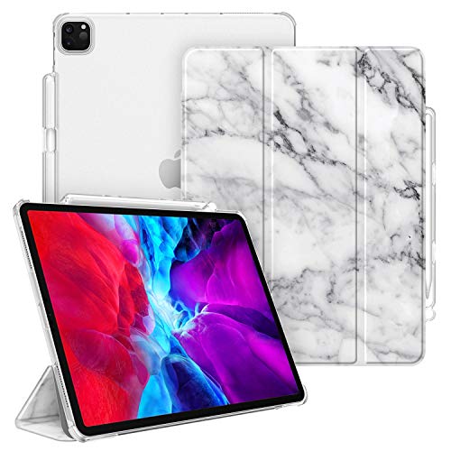 【中古】【未使用・未開封品】CaseBot スリムシェルケース iPad Pro 12.9インチ 第4&第3世代 2020/2018用 ペンシルホルダー付き 軽量カバー 半透明つや消しスタンド ハードバ