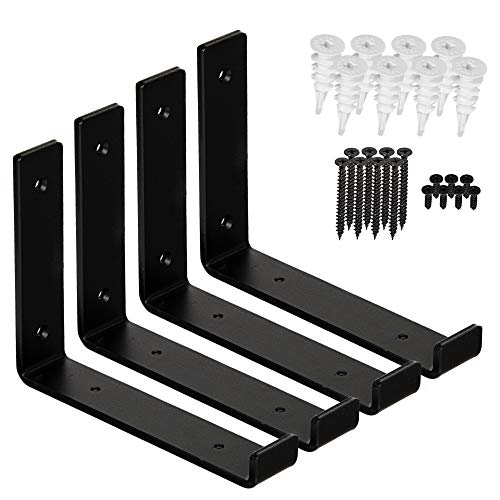 【中古】【未使用・未開封品】リップシェルフブラケット 4個パック 頑丈 素朴 モダン ファームハウス 鉄製 金属製 壁 フローティングブレース DIY オープンシェルフ 金具付き｜AJIMURA-SHOP