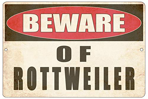 【中古】【未当て嵌める・未開封品】Beware of Rottweiler 犬用金属元素ブリキ貼り出し 庭 アウトドア 言いきかせる 駒寄せ顕われ ラージ 12x8