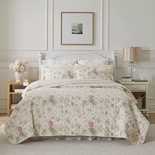 【中古】【未当て嵌める・未開封品】Laura Ashley Home ツインキルト仕掛ける リバーシブルコットン寝具 お一揃いの枕押しかぶせる付き添い人 軽さ 室内かざり付ける オール時節用 (風小風フローラルピ