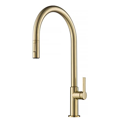 【中古】【未当てはめる・未開封品】Kraus KPF-2821SFACB Oletto 御機嫌円弧 シングル手持ち部分 プルダウンキッチン水道の栓 21in アンティークシャンパンブロンズ
