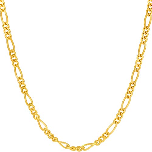 【中古】【未使用・未開封品】LIFETIME JEWELRY 3.5mm フィガロチェーンネックレス 男女兼用 24Kゴールドメッキ, 金属, 17,796円