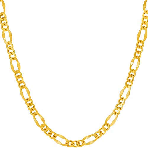 【中古】【未使用・未開封品】LIFETIME JEWELRY 4.5mm ラウンドフィガロチェーンネックレス 男女兼用 24金メッキ ゴールド