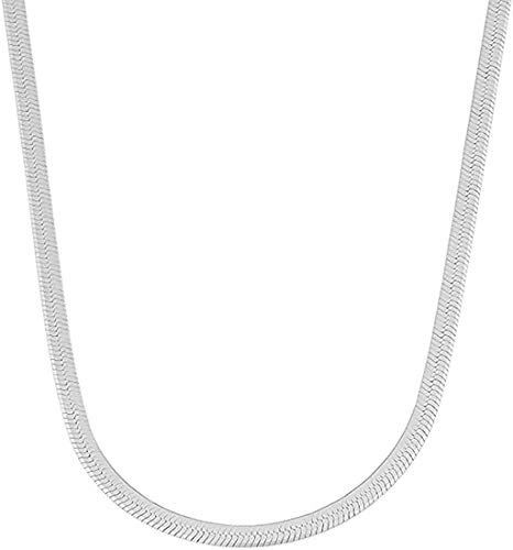 【中古】【未使用・未開封品】Savlano 925スターリングシルバー 5.5mm ヘリンボーン フラットスネークマジックチェーンネックレス 男女兼用 ギフトボックス付き イタリア製,