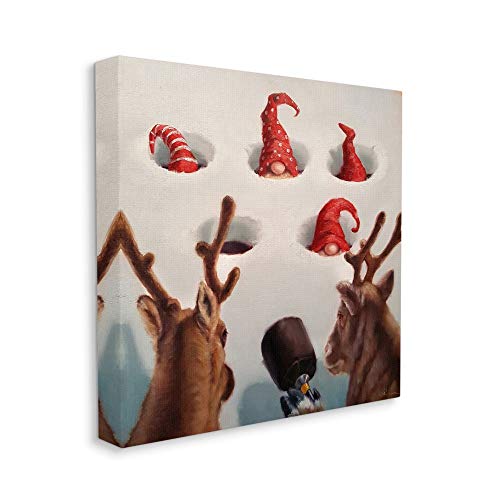 【中古】【未当て嵌める・未開封品】Stupell Industries ホリデーワック アンエルフクリスマス 馴鹿 諧謔 Lucia Heffernan Wall Art 24 x 24 帆布
