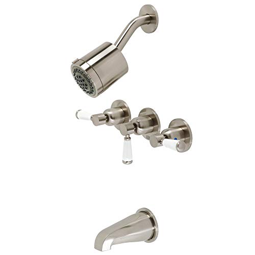 【中古】【未当て嵌める・未開封品】Kingston Brass KBX8138DPL 光の都市 3手持ち部分 溜め桶とシャワー水道の栓 無光沢Ni