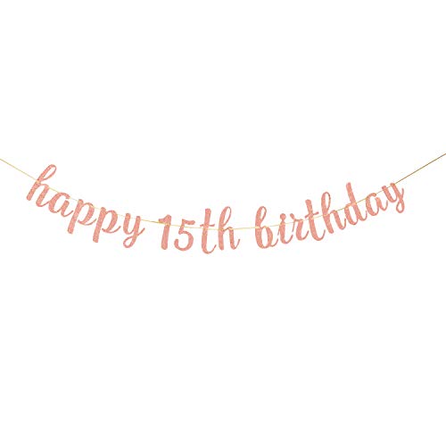 【中古】【未使用・未開封品】INNORU グリッター Happy 15th Birthday バナー - 公式ティーンエイジャーバナー - 15歳を応援 面白い誕生日パーティー バンティングデコレーシ