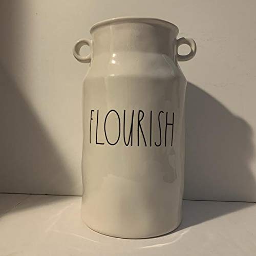 【中古】【未使用・未開封品】Rae Dunn FLOURISH ラージセラミック花瓶 - 9.5インチ x 6インチ