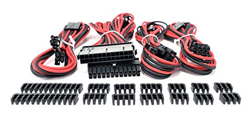 【中古】【未使用・未開封品】Micro Connectors プレミアムスリーブ PSU ケーブル延長キット レッド/ブラック