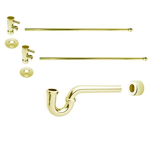 【中古】【未使用・未開封品】Westbrass D1838QRL-01 自立型ペデスタルシンク蛇口供給ラインライザー Pトラップ、フランジ、1/4回転レバーハンドル付き 光沢真鍮