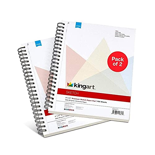 【中古】【未使用・未開封品】KINGART 2パック 60ポンド (90GSM) 9インチ X 12インチ 各スケッチペーパーパッド ホワイト 2パック