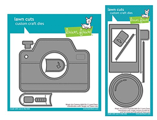 【中古】【未当て嵌める・未開封品】Lawn Fawn Magic Iris 写真機 アドオン インタラクティブダイとプルタブ アドオンダイ、2品目バンドル(LF2344, LF2345)