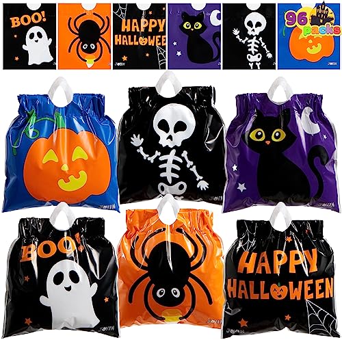 【中古】【未使用・未開封品】JOYIN ハロウィン巾着キャンディバッグ 小さなトリック・オア・トリートバッグ 96枚 プラスチックグッディーバッグ ハロウィンパーティー記念品