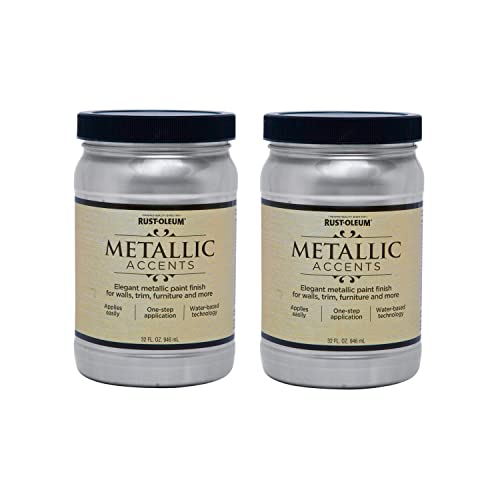 【中古】【未当て嵌める・未開封品】Rust-Oleum 253534-2PK メタリックアクセントペイント クォート スターリングしろがね色 32液量薬局衡オンス (2容器に並べる)