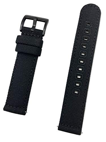 【中古】【未使用・未開封品】20mm ブラック クイックリリース 腕時計バンド | 高耐久 厚手のキャンバス素材 2ピース 交換用リストストラップ どんな腕時計にも新しい命を吹き