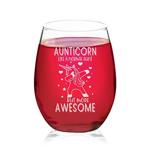 【中古】【未使用・未開封品】Veracco Aunticorn Like a Normal Aunt But More Awesome FunnyGifts ステムレスワイングラス(クリア、ガラス)