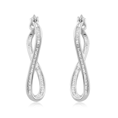 【中古】【未使用・未開封品】Jewelili スターリングシルバー 1/2CTTWダイヤモンドイヤリング