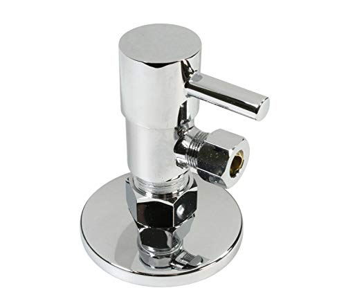 【中古】【未使用・未開封品】Westbrass D105QR-05 ラウンド 1/4 ターン アングルストップ 1/2 銅 x 3/8 コンプ 光沢ニッケル
