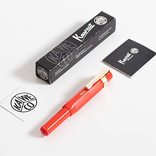 【中古】【未当て嵌める・未開封品】Kaweco 運動競技古典派音楽筆 赤いこと 細字 Kaweco 運動競技八角形ゼムクリップ付き添い人 ゴールド