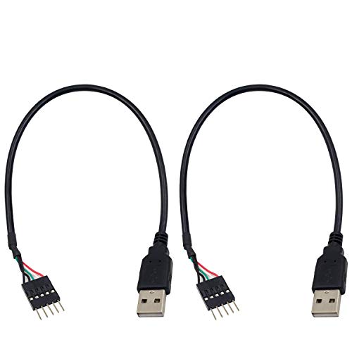 【中古】【未使用・未開封品】Duttek 5ピンマザーボードオスヘッダー USB Aオスアダプター デュポン延長ケーブル (5ピンオスからUSBオス) 30cm/12インチ (2個パック)