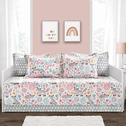 【中古】【未使用・未開封品】Lush Decor ピクシーフォックス デイベッドカバーセット 6点セット グレー&ピンク 39インチx75インチ｜AJIMURA-SHOP