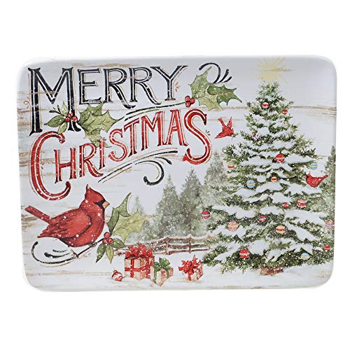 【中古】【未使用・未開封品】Certified International 常緑クリスマス長方形大皿 マルチカラー