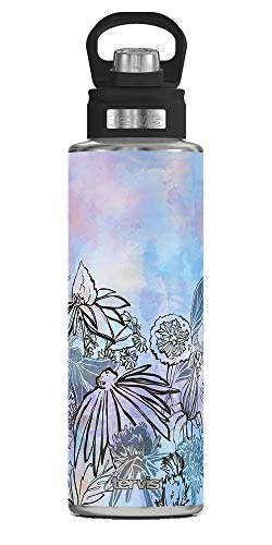 【中古】【未使用・未開封品】Tervis 3重壁 フローラルライン 断熱タンブラーカップ 飲み物を冷たく保温 40オンス 広口ボトル ステンレススチール