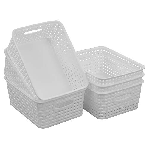 【中古】【未使用・未開封品】Vababa ホワイトプラスチックストレージバスケット/ストレージビン 6個パック