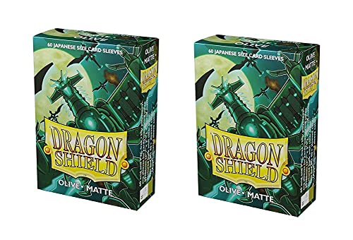 【中古】【未使用・未開封品】Dragon Shield (ドラゴンシールド) 2パック 60枚 日本サイズ ミニマットカードスリーブ - マットオリーブ