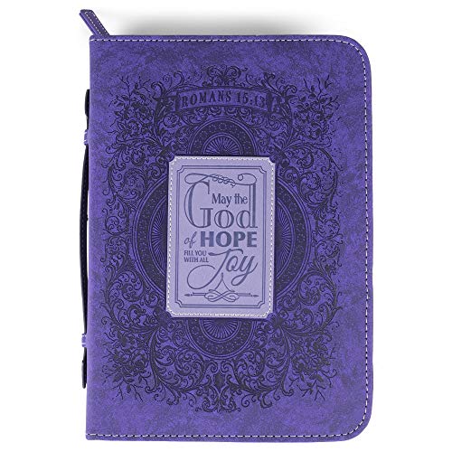 【中古】【未使用・未開封品】Hope Fill with Joy パープル ペイズリー 10 x 7 ビーガンレザー ファスナー付き 聖書カバー ハンドル付き L