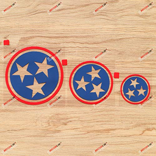 【中古】【未使用・未開封品】テネシー州旗 3つ星 デカール ビニールステッカー - 3枚パック レッド+ブルー 2インチ 3インチ 4インチ - 車/ノートパソコン/カップ/電話の背景