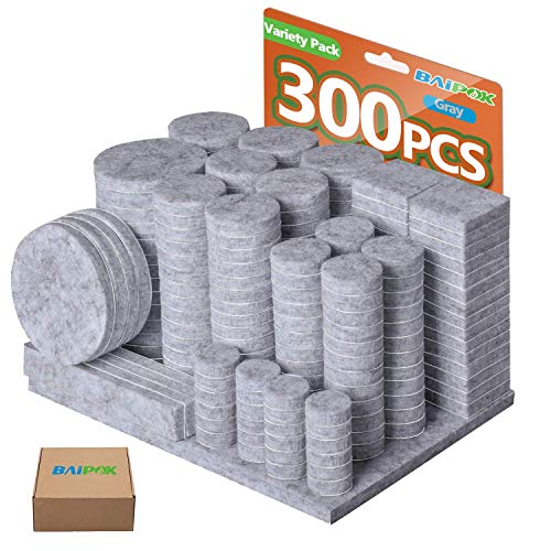 【中古】【未使用・未開封品】家具パッド 300枚 プレミアム家具フェルトパッド (グレー) 大容量粘着フェルト家具パッド 傷防止フロアプロテクター 家具の脚 硬材床 キャビネッ|AJIMURA-SHOP