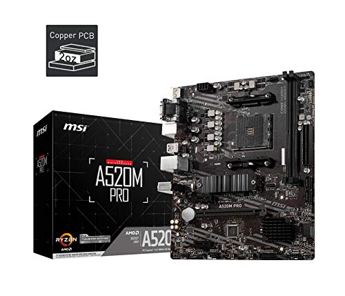 【中古】【未当て嵌める・未開封品】MSI A520M PRO ゲーミングマザーボード AMD AM4 DDR4 PCIe 4.0 SATA 6Gb/s Dual M.2 USB 3.2 Gen 1 HDMI/DP Micro-ATX