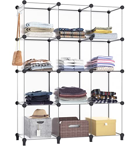 【中古】【未使用・未開封品】HOMIDEC 12キューブ収納棚 収納本棚 メタルハンマー付き 収納キューブオーガナイザーキャビネット 子供/クローゼット/ベッドルーム/バスルーム用