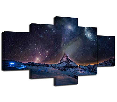 【中古】【未使用・未開封品】Galaxy Wall Art 宇宙 惑星 ポスター 壁装飾 パープル 銀河の写真 キャンバスプリント 山の絵画 フレーム付き ホーム リビングルーム ベッドルー