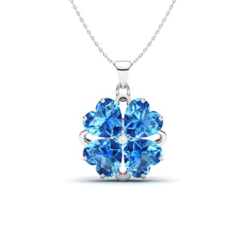 【中古】【未使用・未開封品】Diamondere 天然&認定 ハートカット ジェムストーン ダイヤモンド フラワー ネックレス スターリングシルバー 1.65カラット ペンダント チェーン