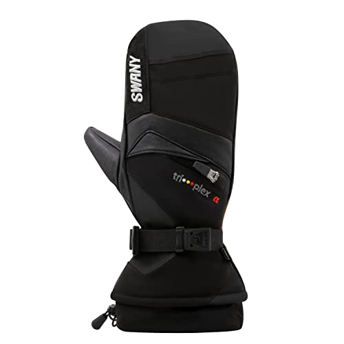 【中古】【未当てはめる・未開封品】Swany メンズ X-Change 黒いこと/赤いこと ファスナー 運動競技 断熱 生あたたかい 耐久性 通気性 曲げ易い なめし革 冬用ミトン、L