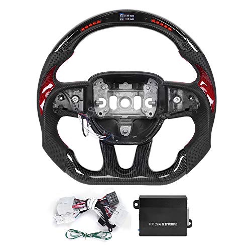 【中古】【未使用・未開封品】Senyar LEDステアリングホイール レース デジタル表示シフトライト カーボンファイバー 自動車ステアリングホイール チャレンジャー/チャージャ