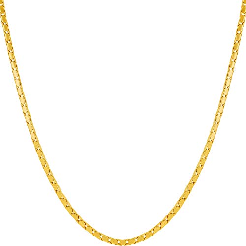 【中古】【未使用・未開封品】LIFETIME JEWELRY 1.7mm スネークチェーンネックレス 男女兼用 24Kゴールドメッキ ゴールド