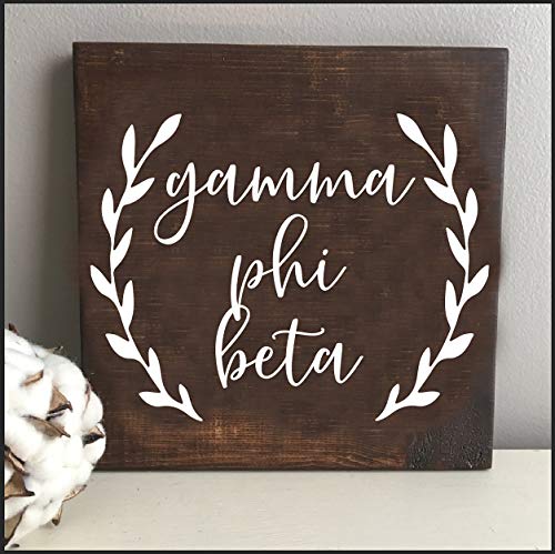 【中古】【未使用・未開封品】Sorority Shop Gamma Phi Beta 正方形 木製サイン オリーブの葉付き